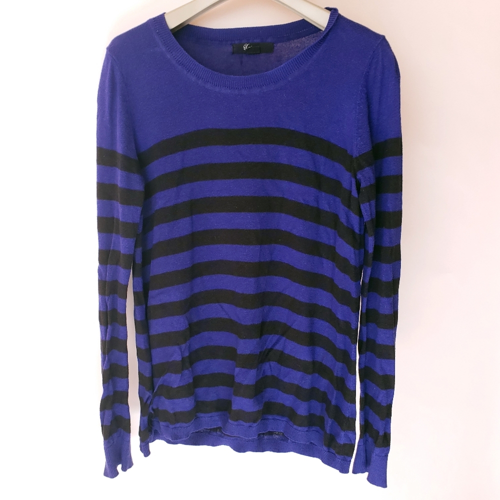 Forever 21 Blue/Black Striped Cotton Blend Shirt